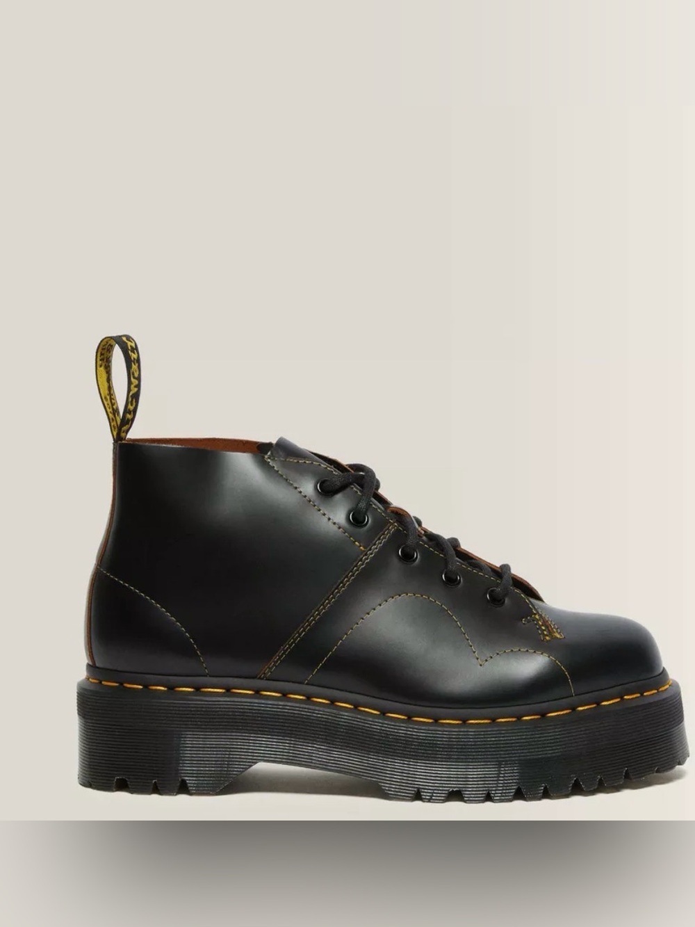 Dr. Martens Black Leather Church Monkey Platform Boots